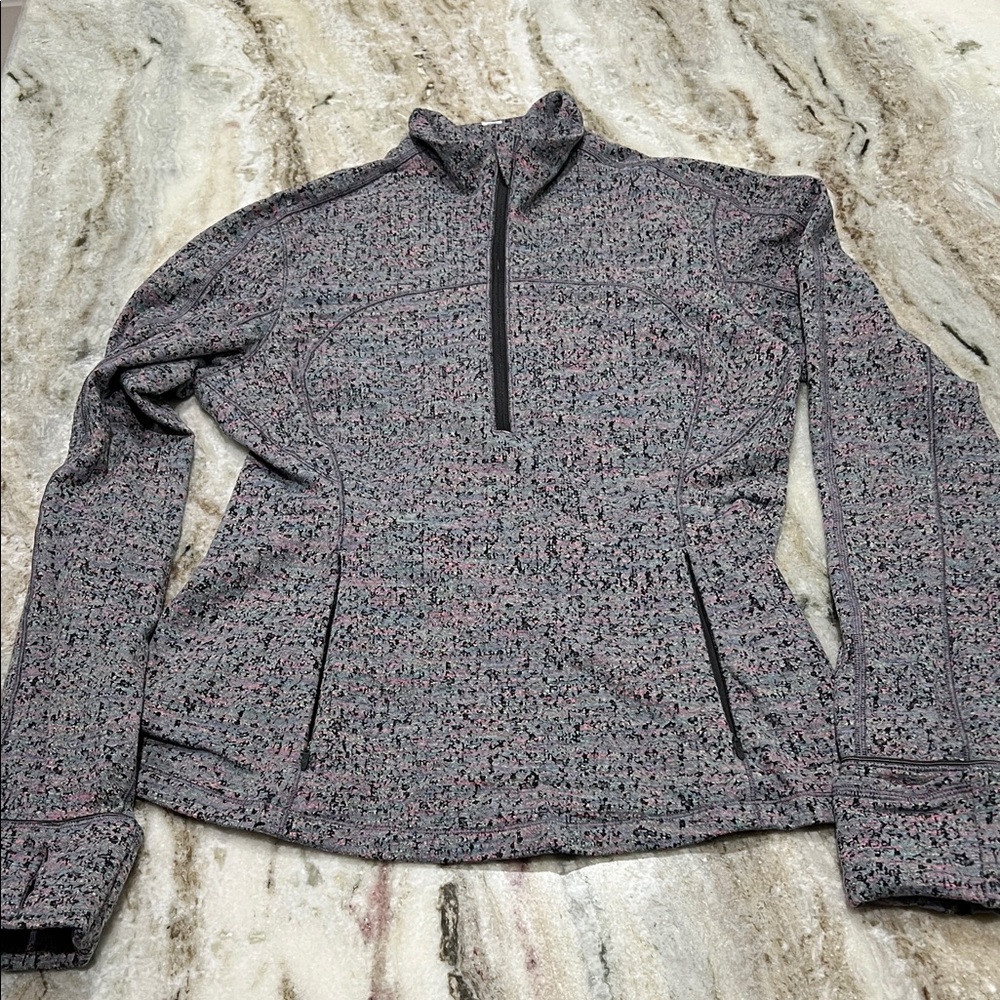 Lululemon Gray and Pink Quarter-Zip Pullover